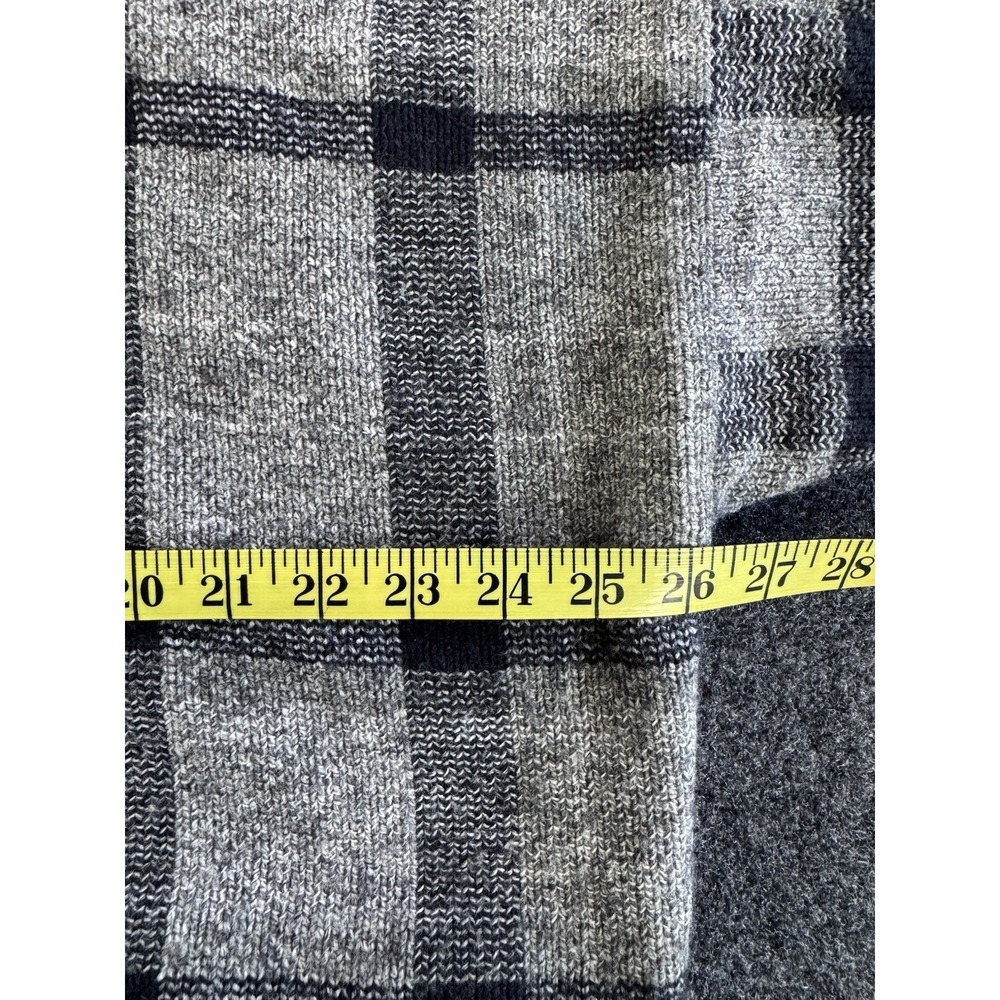 VTG Croft & Barrow Plaid Knit Sweater XXL Gray Black Wool Blend Crewneck - Picture 7 of 8